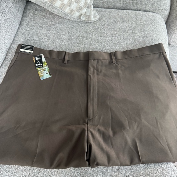 Haggar Men's Big & Tall Premium Comfort Flat Front Dress Pant - Brown - Picture 2 of 6